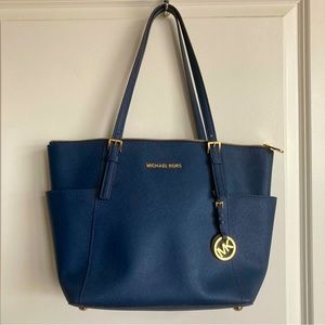 Dark Blue Michael Kors Tote Purse